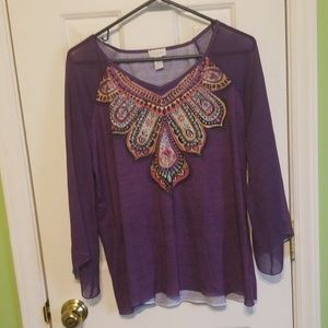 Purple top with sheere sleeves